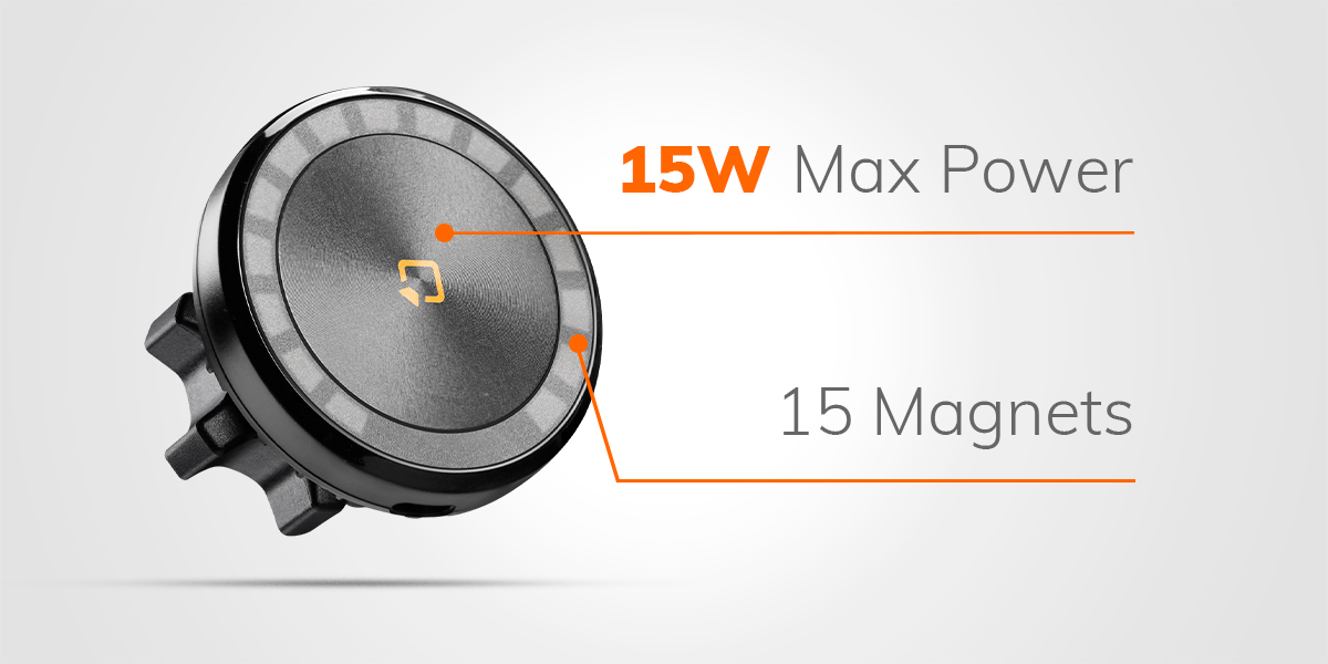 Porta cellulare auto magnetico con ricarica wireless e base adesiva - 15W